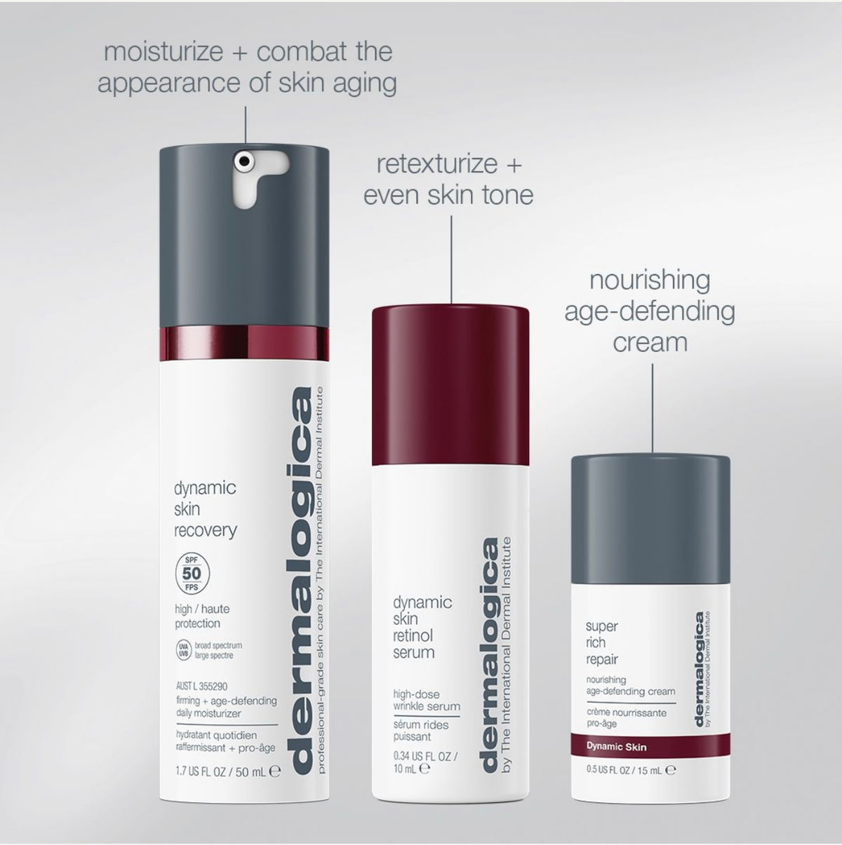 Ultimate Skin Renewal Trio: Dynamic Skin Recovery SPF50, Dynamic Skin Retinol Serum, Super Rich Repair