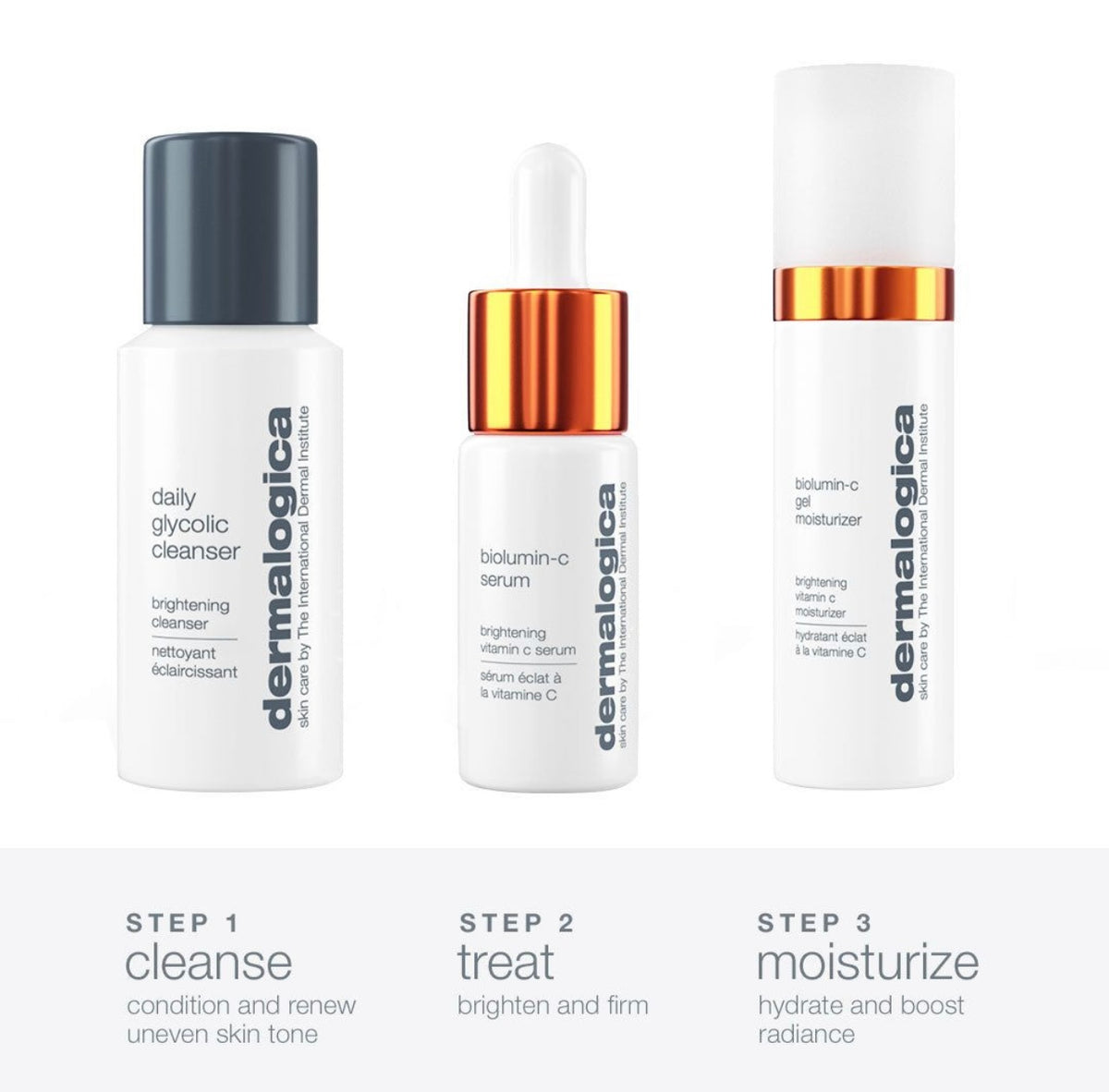 Daily Brightness Boosters- Daily Glycolic Cleanser, Biolumin C Serum & Biolumin C Gel Moisturiser